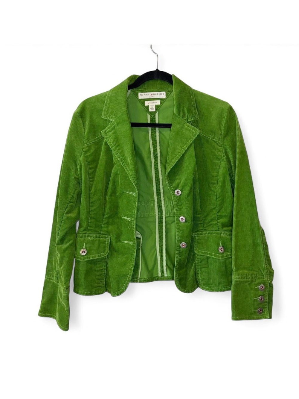 Vintage Y2K Tommy Hilfiger Green Corduroy Blazer Jacket Preppy M